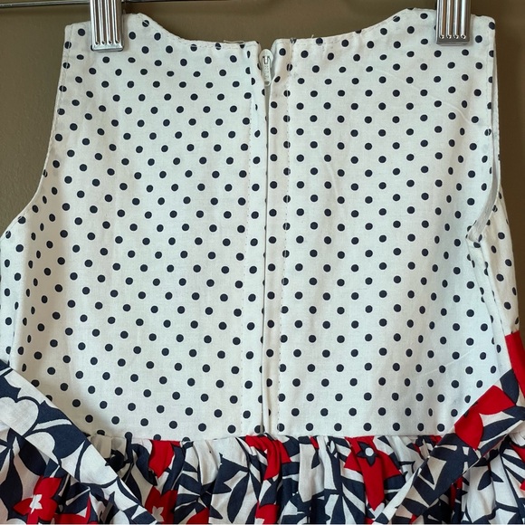 NWT Beautiful 2/3 Year Old Girls Floral Polka Dots Dress in Red, Blue and White - Picture 10 of 16